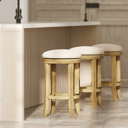 Natural Cream Wood Swivel Barstool - 26 Inch Height for Bedroom