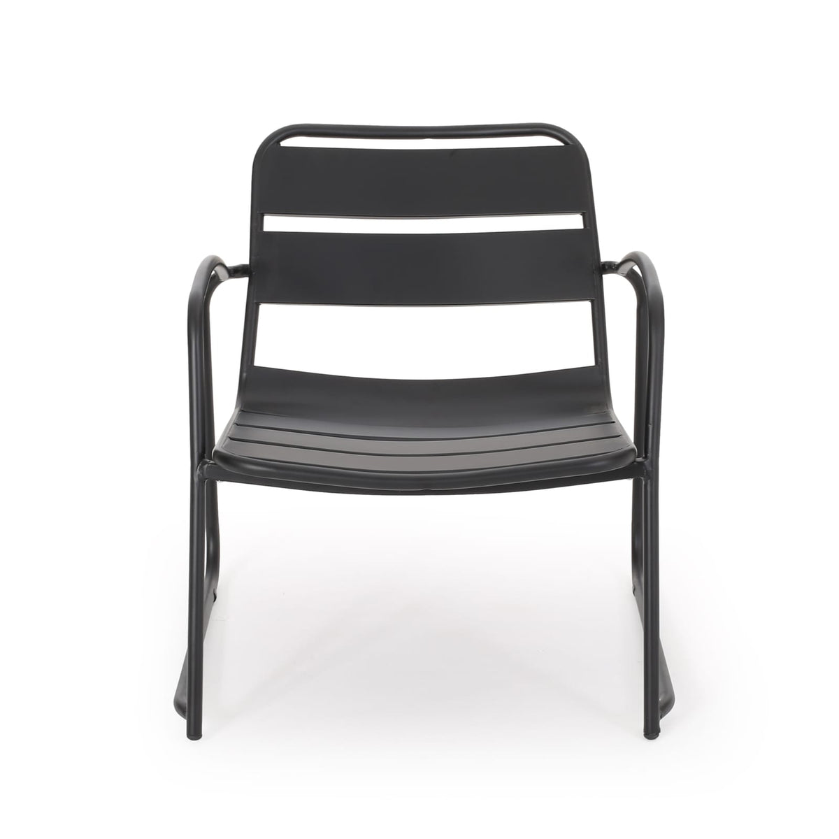 Matte Black Iron Patio Chair - 2 Person Set