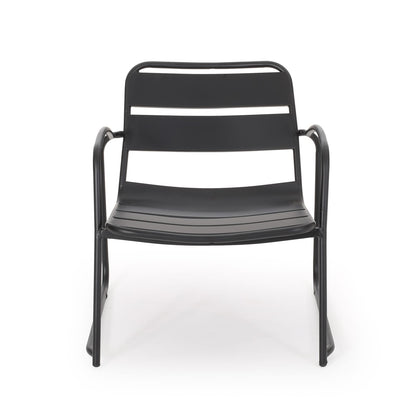 Matte Black Iron Patio Chair - 2 Person Set