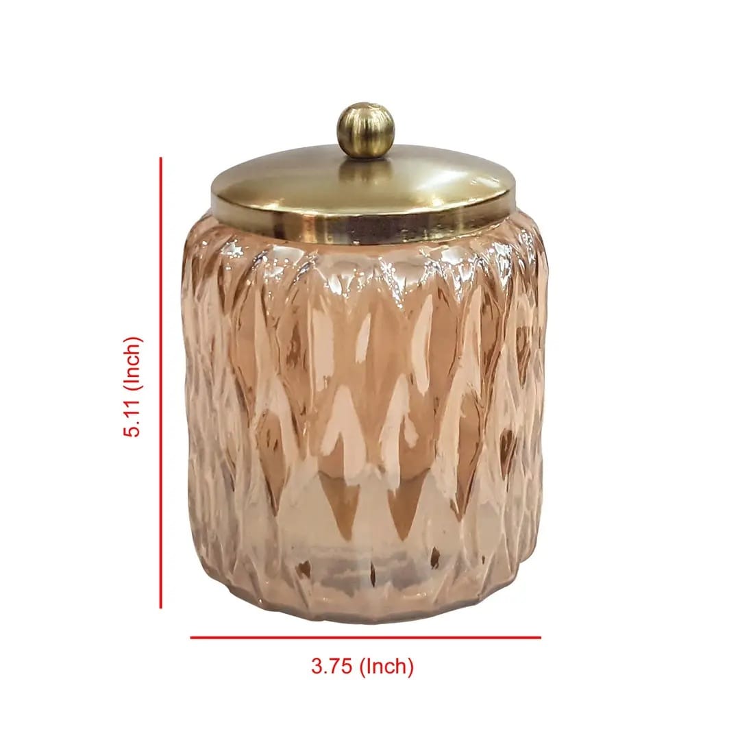 Amber Glass Vanity Jar - Storage for Cotton Swabs