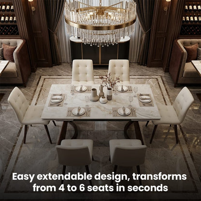 Walnut Sintered Stone Dining Table with Solid Wood Base