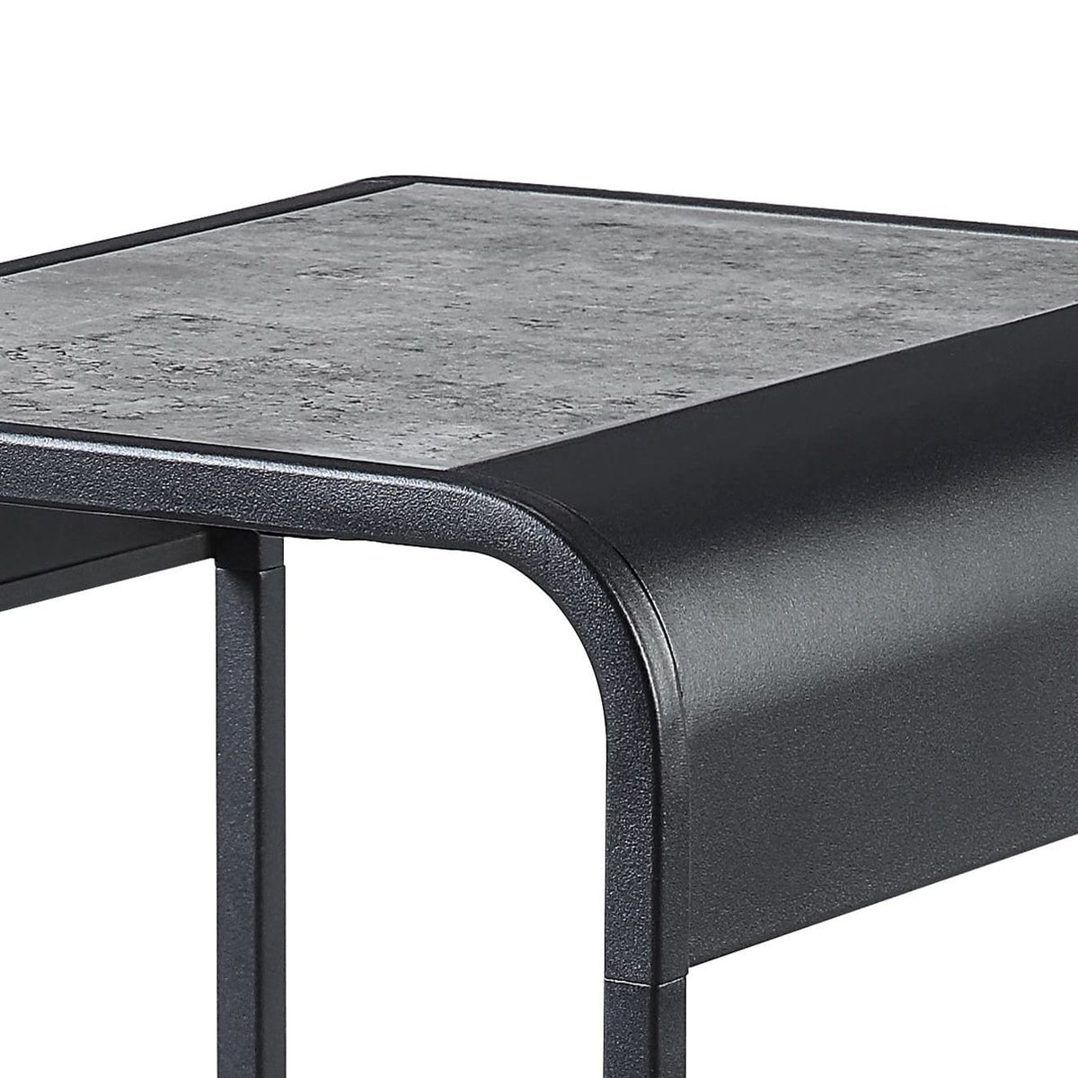Concrete Grey and Black 1-Shelf End Table - Storage & Modern Style for Living Room