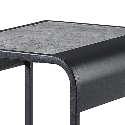 Concrete Grey and Black 1-Shelf End Table - Storage & Modern Style for Living Room