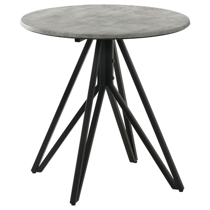 Grey Round Wood Metal End Table - 23.5" Diameter
