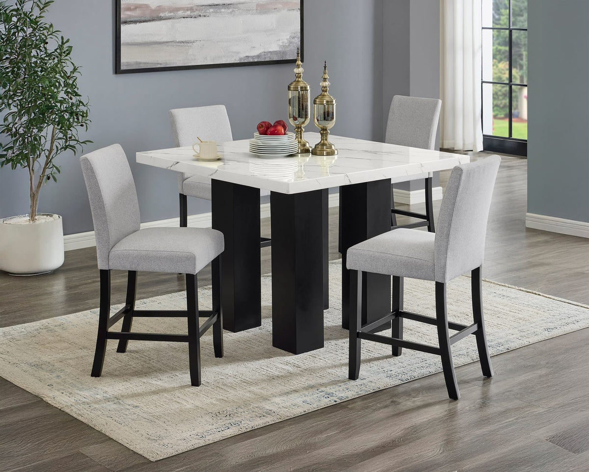 48 Inch Square Dining Table Set - 4 Seats Black Grey White