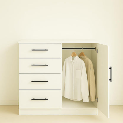 White Wood Dresser - 47" Wide Chest of Drawers for Bedroom