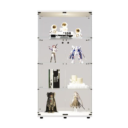 Glass Display Cabinet - 4 Shelves White for Home Office