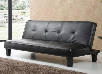 Black Sofa Bed - Beige Foam, 2 Seats for Living Room
