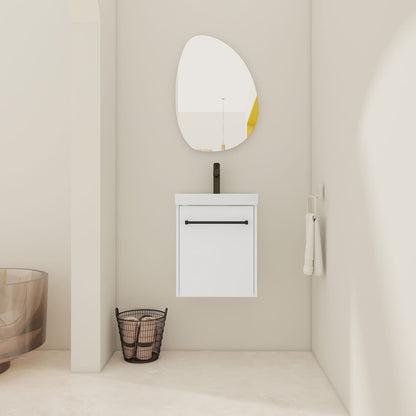 18'' Floating Bathroom Vanity - White Plywood Storage