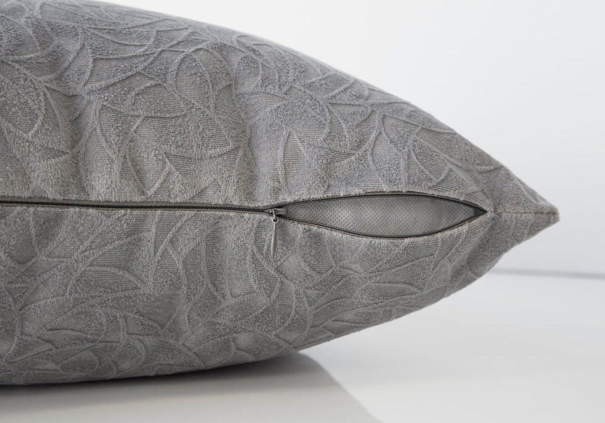 Light Grey Square Throw Pillow 18x18 with Floral Insert
