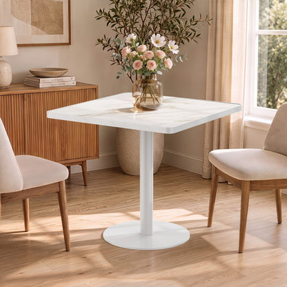 Compact White Dining Table - 31.5 Inch Bistro Table for Dining Room