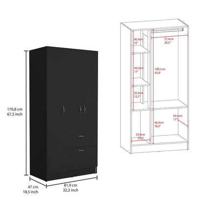 2-Piece Bedroom Set, Armoire and Dresser, Wenge and Pine