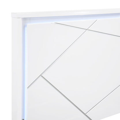 Glamorous White Queen Size Bed Frame - LED Lighting