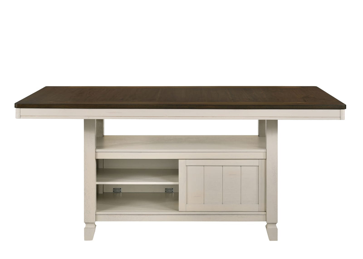 78" Oak & Antique White Dining Table with Storage