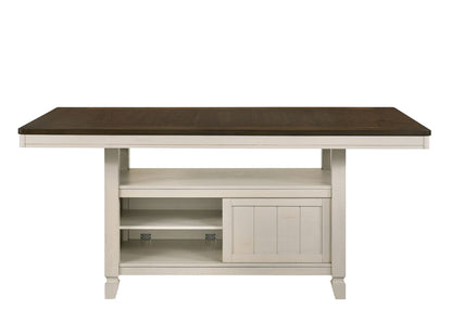 78" Oak & Antique White Dining Table with Storage