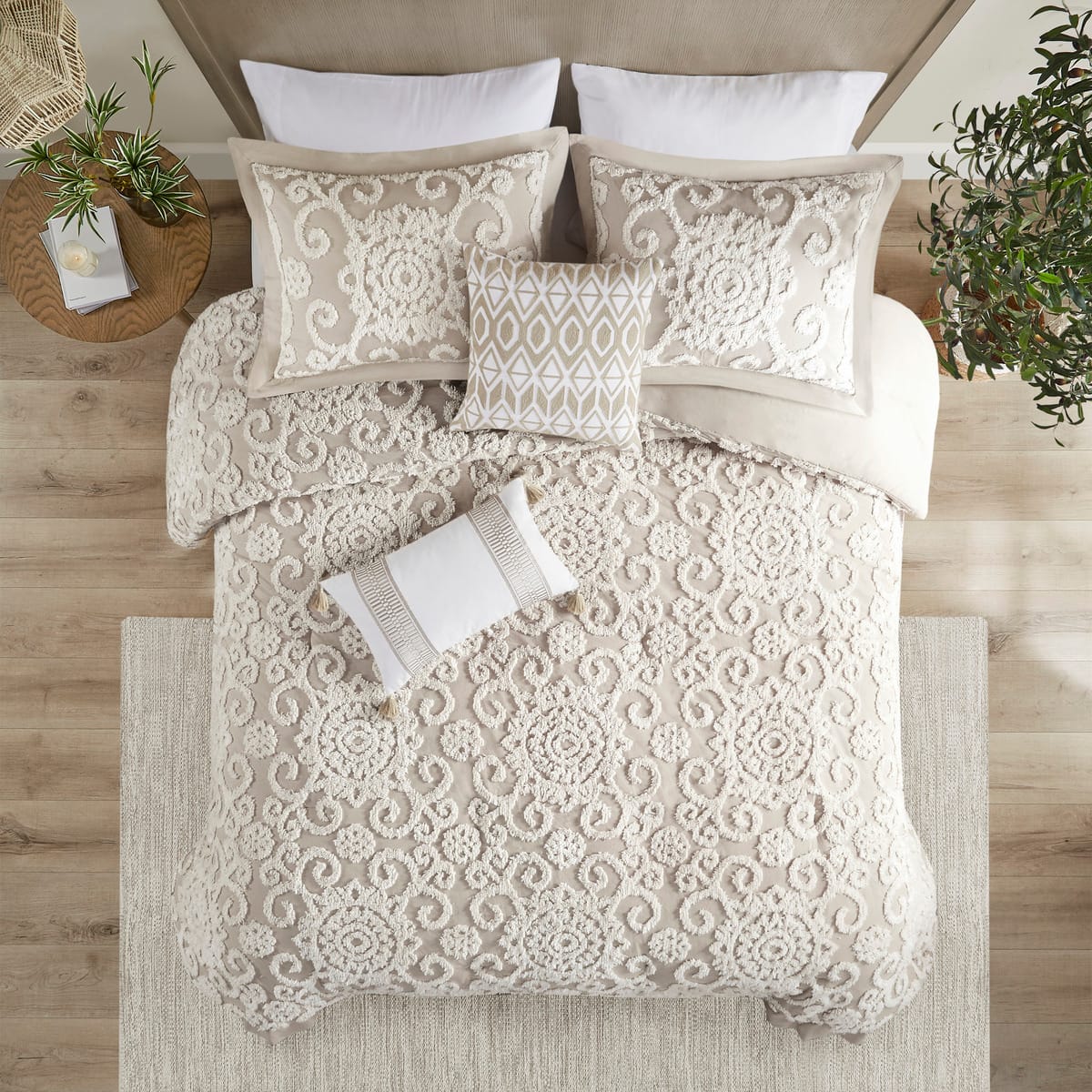 King Size Cotton Comforter Set Taupe