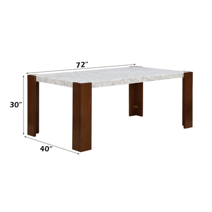 Hettie Dining Table - Marble Engineered Stone Top Walnut Legs