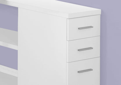 L Shape Corner Computer Desk with Storage Drawers - White