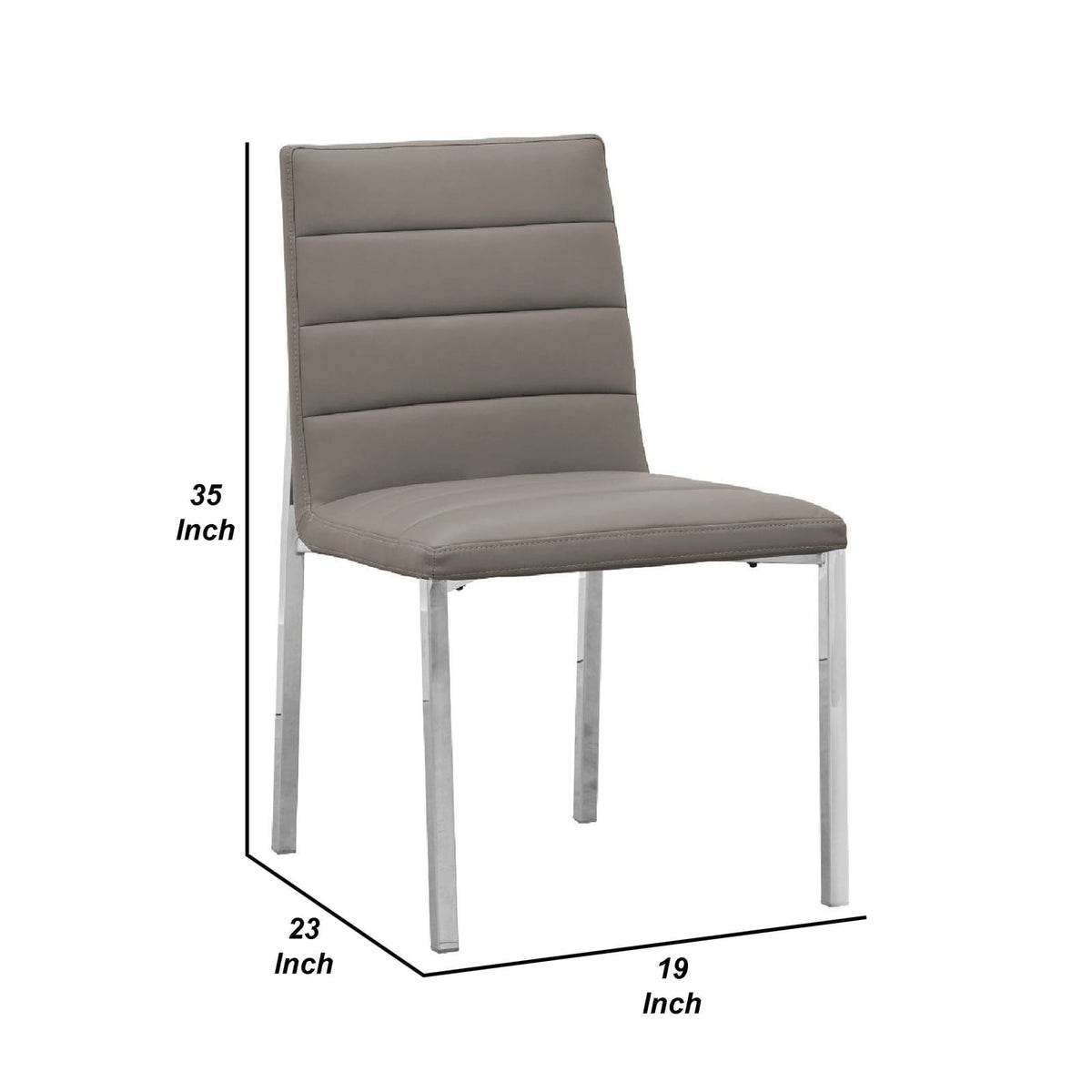 Eun Gray Faux Leather Dining Chairs - Set of 2, Chrome Legs