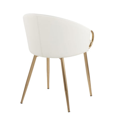 White Faux Leather Dining Chair with Gold Metal Frame