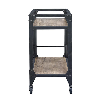 Industrial Wood Metal Serving Cart for Dining Room Storage