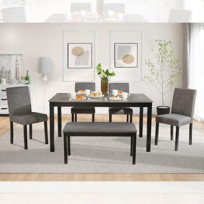 6-Piece Dining Set in Black and Light Gray for Kitchen Storage