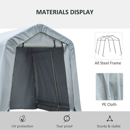 6' x 8' Light Grey Steel Carport - Outdoor Storage Tent