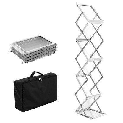 Silver Aluminum Brochure Display Rack with Carrying Bag for Office for Living Room