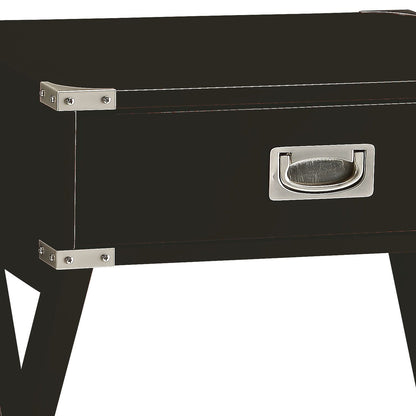 Black Synthetic Wood Storage Accent Table with Drawer for Living Room