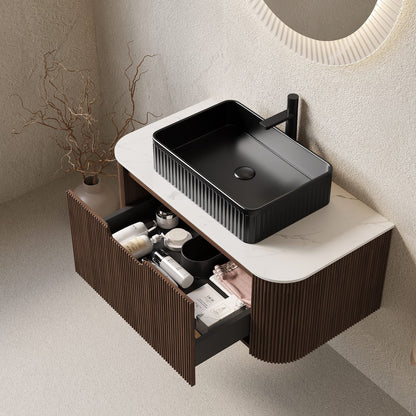 Black Carrara White Walnut Bathroom Vanities