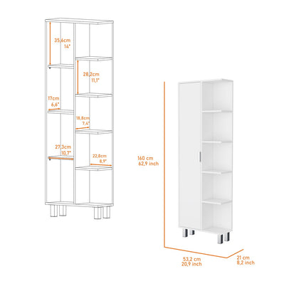 Modern White Bathroom Cabinet with 9 Shelves for Storage