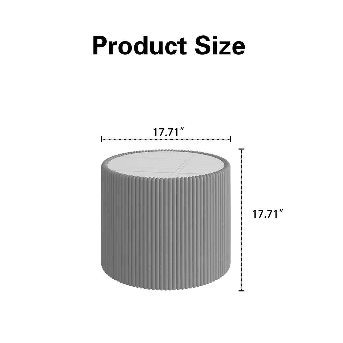 Grey White Gold Cylindrical End Table - Modern Coffee Table for Living Room