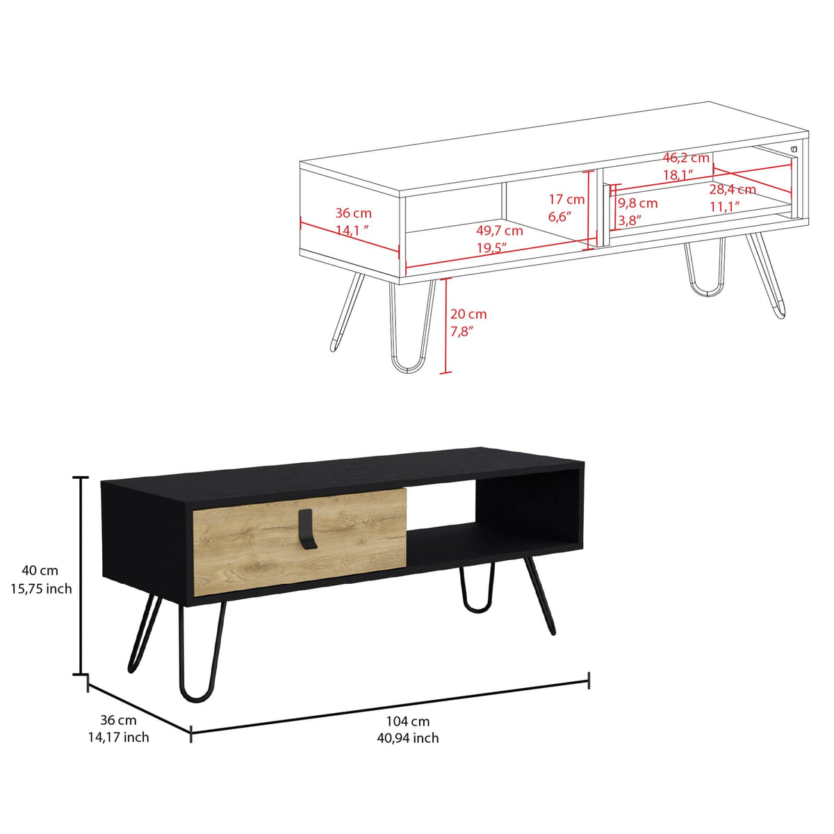 Multicolor Modern Coffee Table with Storage