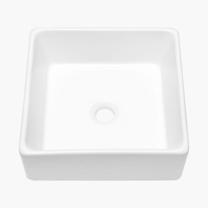 Modern White Ceramic Square Vessel Sink for Bathroom Renovation