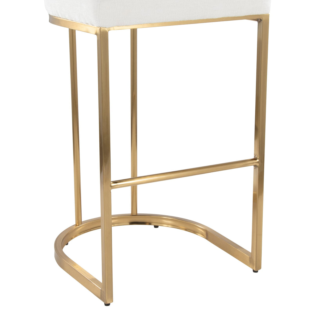 Gold Cream Fabric Barstool Set for Dining Room Seating