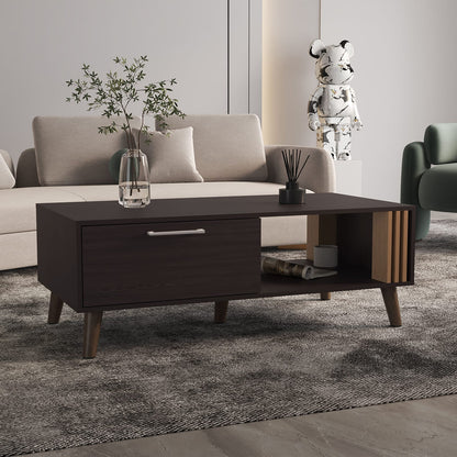 Multicolor Rectangular Coffee Table - 1 Door, 1 Shelf for Living Room