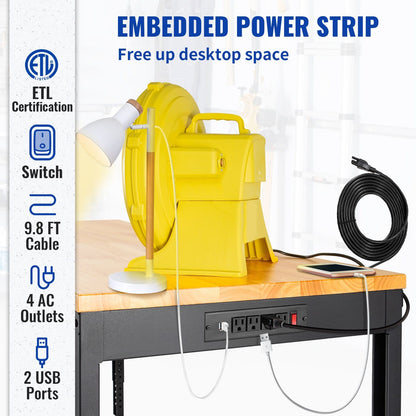 Adjustable Height Steel Workbench - 48" Garage Table