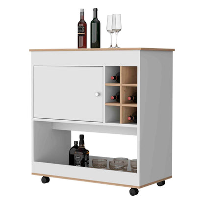 Texas Bar Cart - 6 Bottle Wine Rack, Multicolor