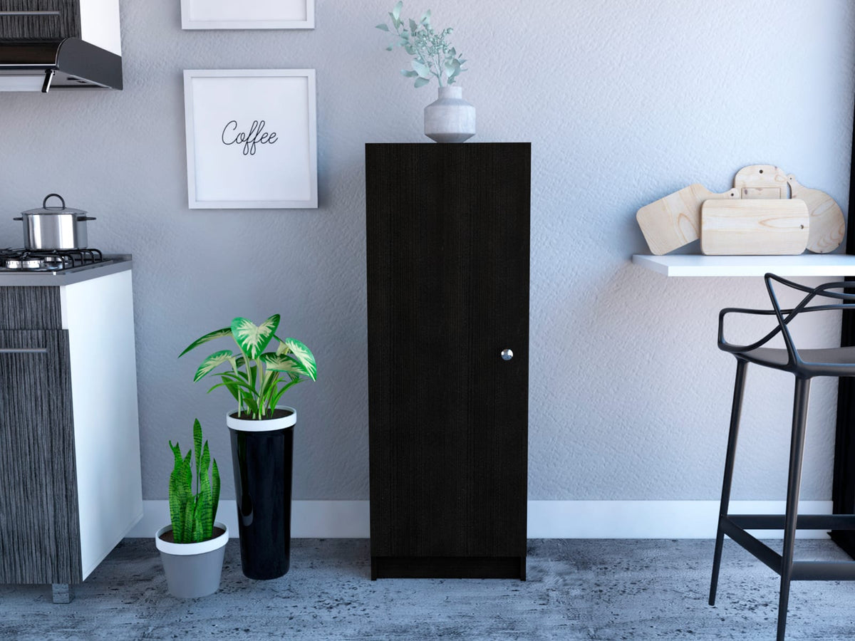 Black Kitchen Storage Cabinet - 3-4 Shelf Freestanding Cabinet for Living Room