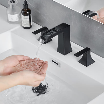 Modern Black 8 Inch Widespread Bathroom Sink Faucet for Renovation