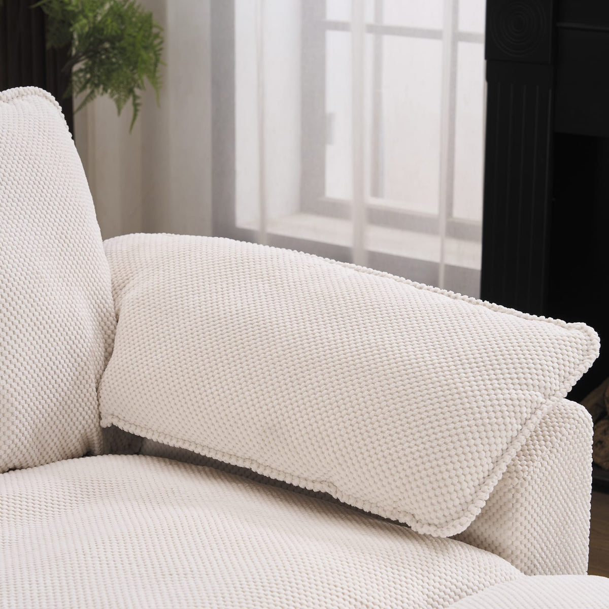 White Chenille Sectional Sofa - Modern Comfort, Durable Design for Living Room