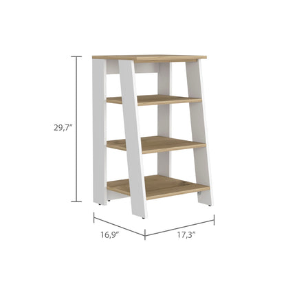 Nashua 4-Shelf Linen Cabinet - Light Oak & White Display Shelf