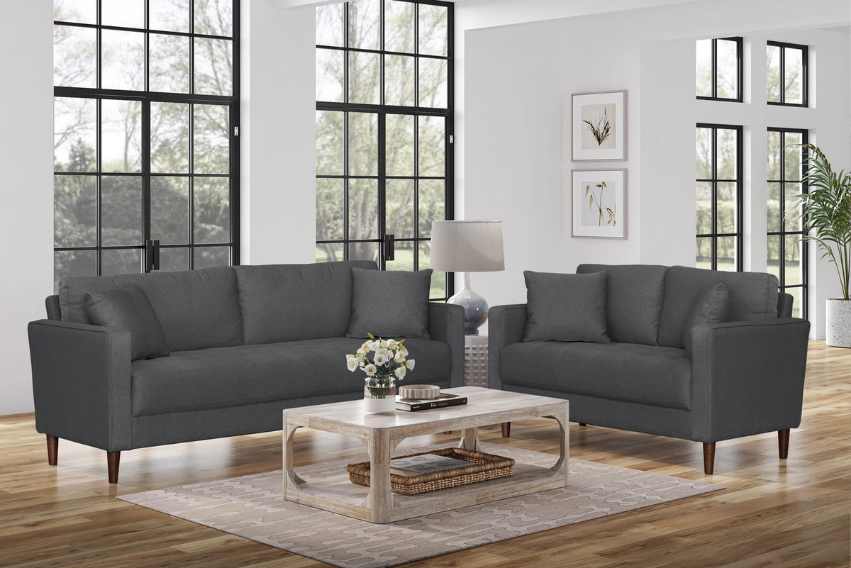 Contemporary Gray Sofa - 2 Seat Plush Comfort for Living Room