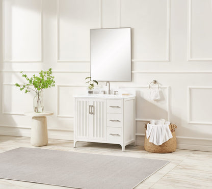 36 Inch White Bathroom Vanity - Solid Wood Farmhouse Style