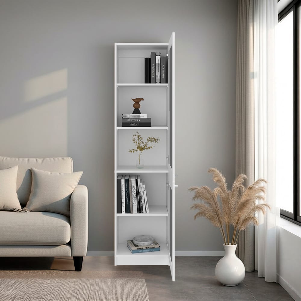 Peony Bookcase - White Engineered Wood File Cabinet