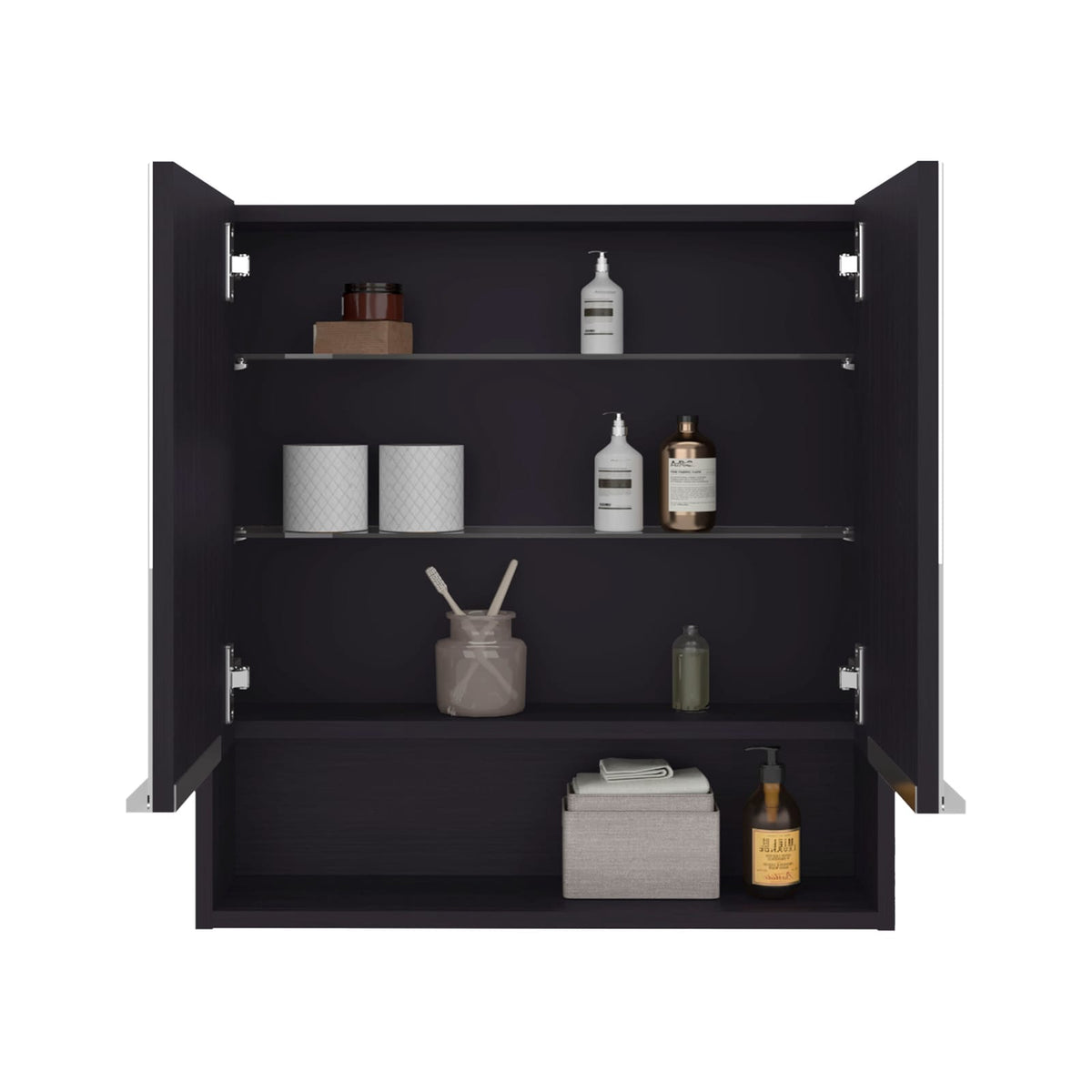 Black Medicine Cabinet - 23.4" Wide Storage Shelf