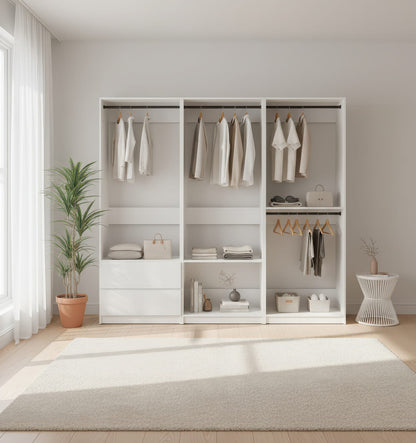 White Wood Walk-In Closet System - 5 Modules