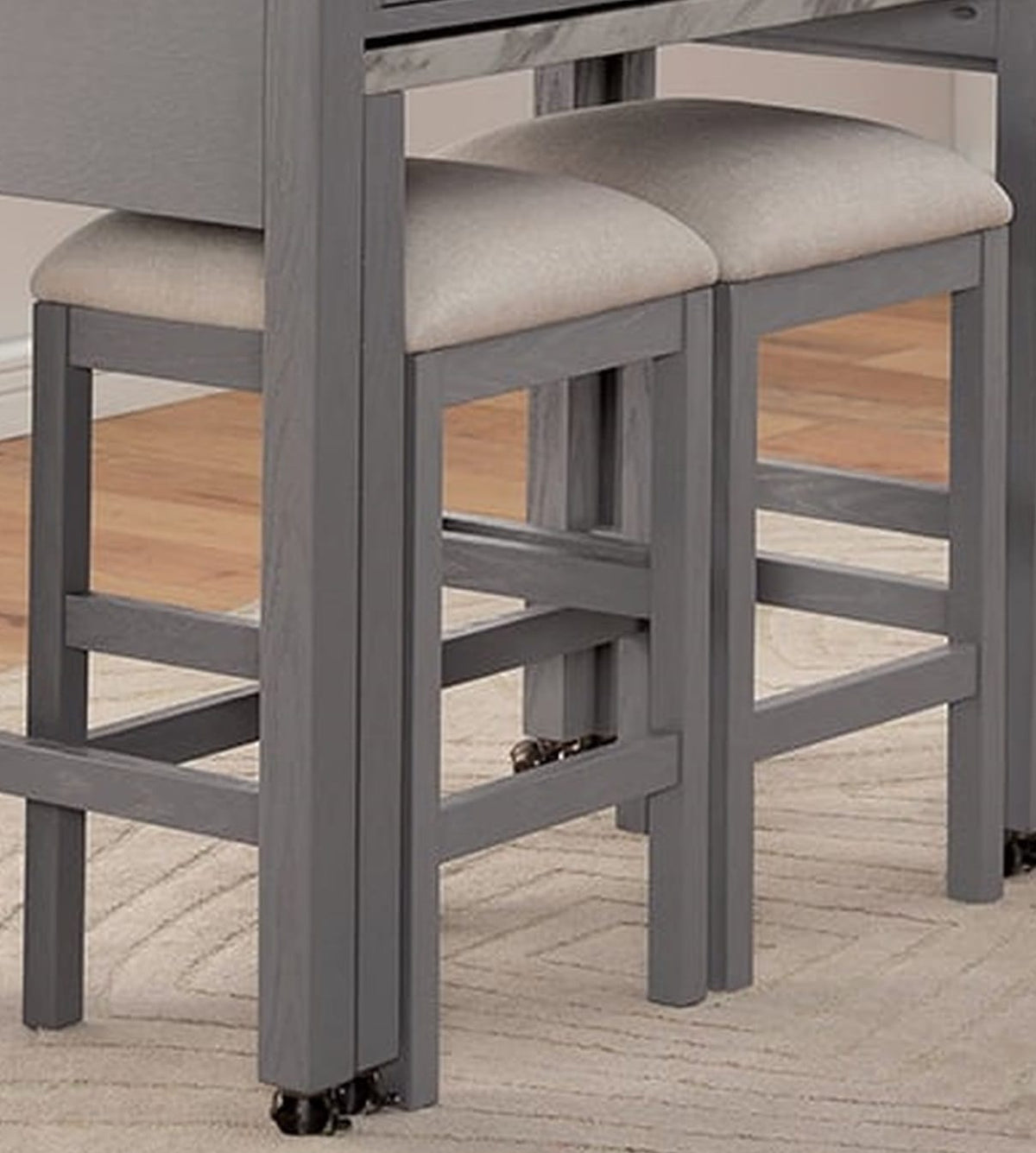 Gray Rectangular Dining Table with 2 Chairs