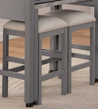 Gray Rectangular Dining Table with 2 Chairs