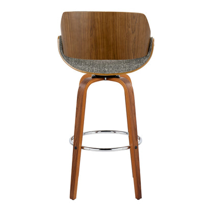 Grey Fabric Barstools Set of 2 - Mid-Century Style